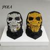 Full Head Black Scarf Mask Halloween Skull Mask, with Breathable Mesh Eyes Design, Dark Cool Cosplay Headscarf Mirror Texture for Adults Party