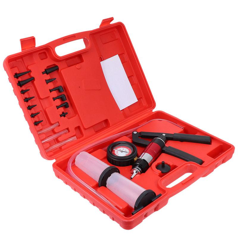 1Set Car Brake Bleeder Kit Handheld Vacuum Pressure Pump Clutch Fluid Bleeding Tool Kit Brake Fluid Tester Oil Change Adapters