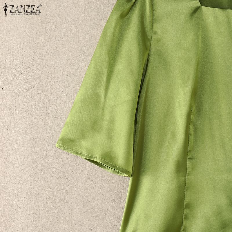 ZANZEA Women Casual Square Collar Summer Half Sleeve Blouse
