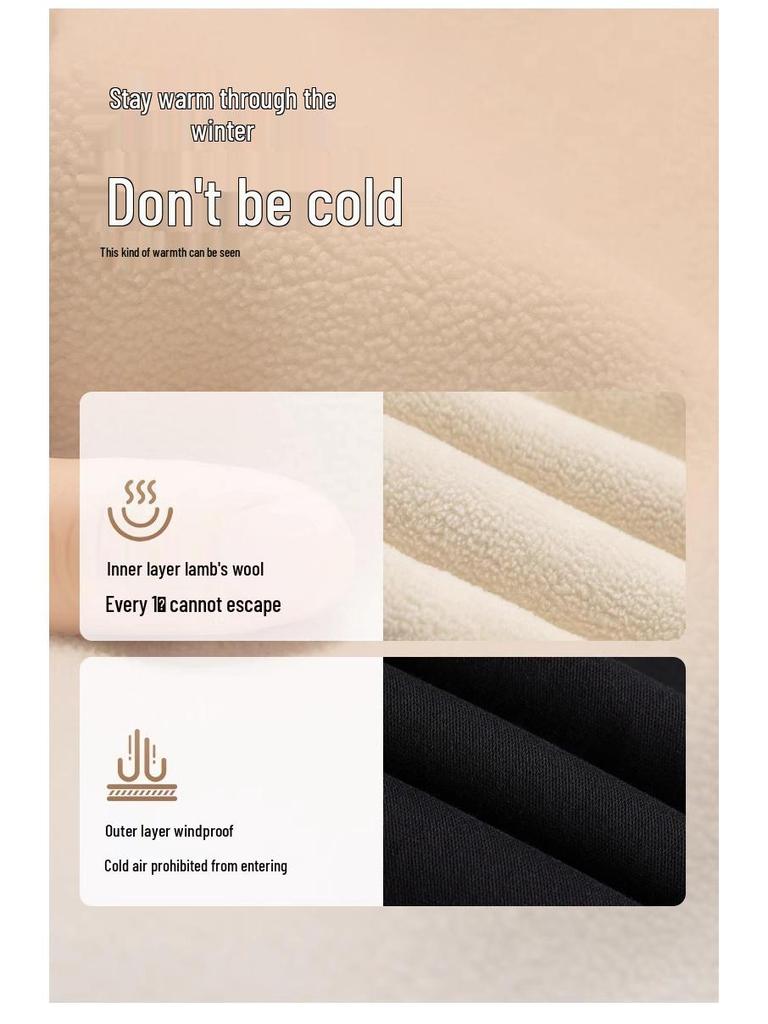 Women's High-Waist Black Wool-Lined Leggings - Warm, Thick, Velvet, Autumn/Winter 2025