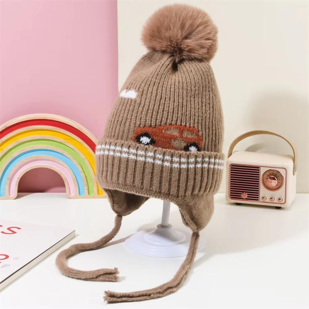 Cartoon Dinosaur Boys Girls Ear Protection Hat Winter Children Knitted Hats Warm Baby Thicken Beanies Cap Kids Accessories