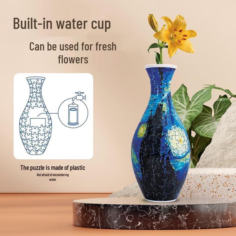 Blue & White Porcelain 3D Puzzle Vase: DIY Ornament & Flower Arrangement Toy for Kids