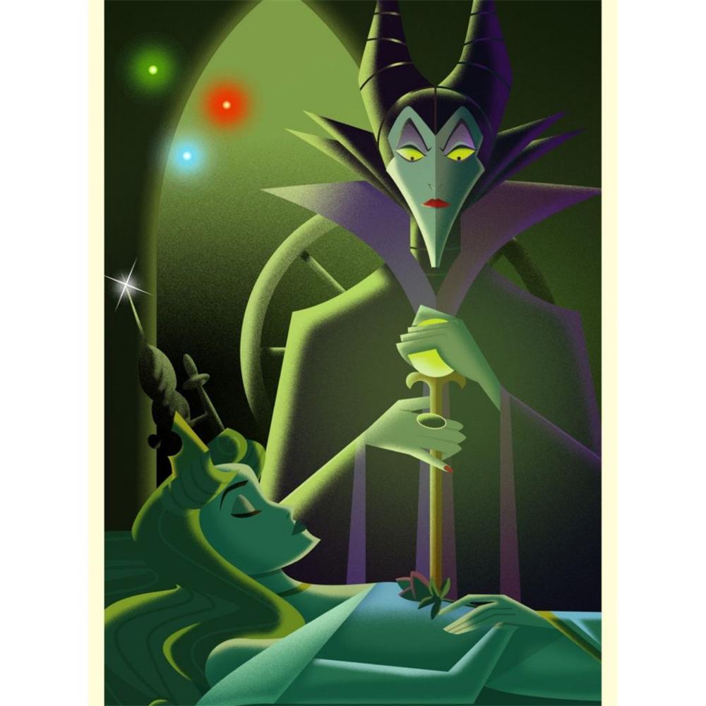 Disney Diamond Painting Sleeping Beauty Villain Maleficent Cute Cartoon Cross-Stitch Set 5D DIY Home Decor Round 20x30cm