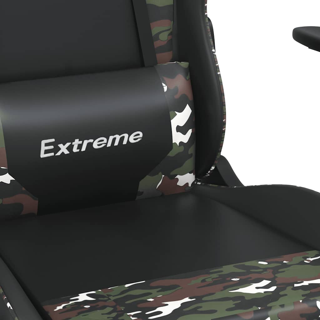 Gaming Chair with Massage Function Black and Camouflage Artificial Leather