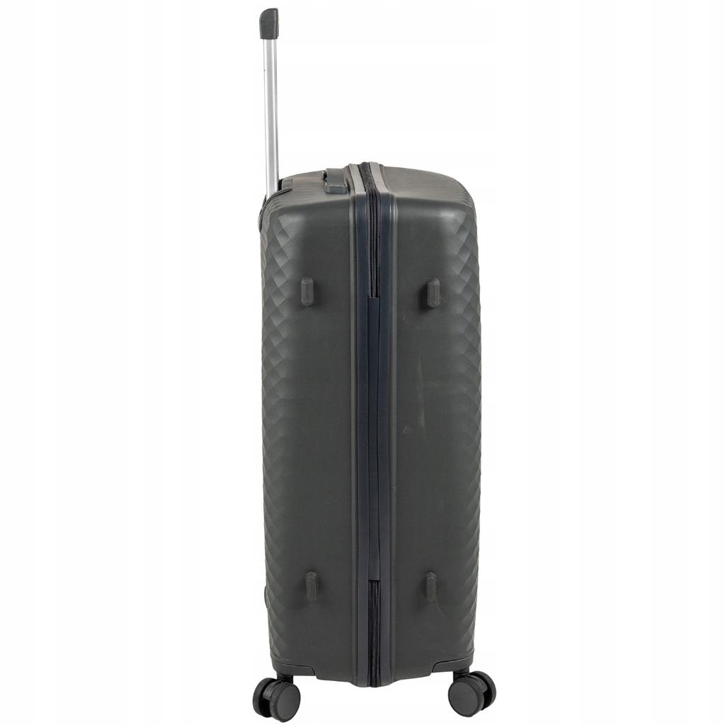 Duża walizka podróżna ciemnoszara lekka i wytrzymała walizka na kółkach do samolotu 106l wowbag 7900 l dark grey