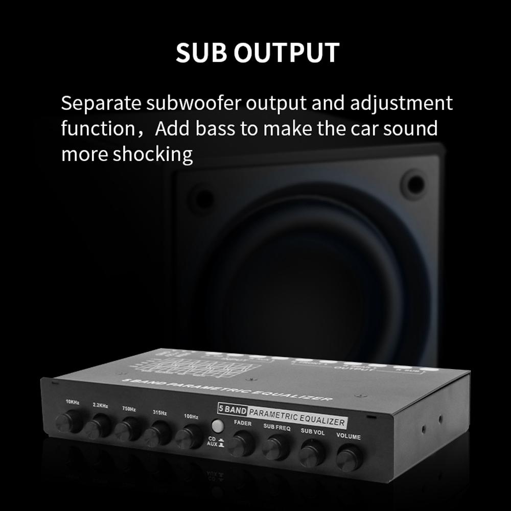 Professional 5 Band Car Equalizer Multifunctional Car Audio EQ Tuning Crossover Amplifier Parametric Equalizer Car