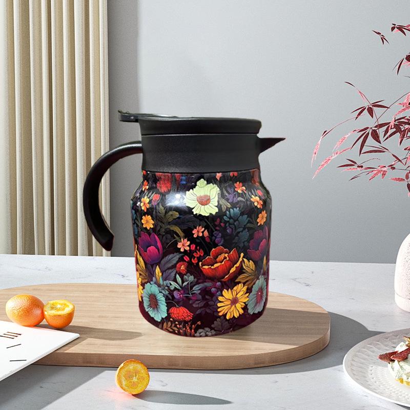 Insulated Stainless Steel Kettle with Tea and Water Separation - Elegant Chinese Style for Home or Office Use.