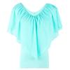Elegantes Damen V-Ausschnitt Tunika Chiffon Top T-Shirt mit kurzen Ärmeln und lockerer Passform