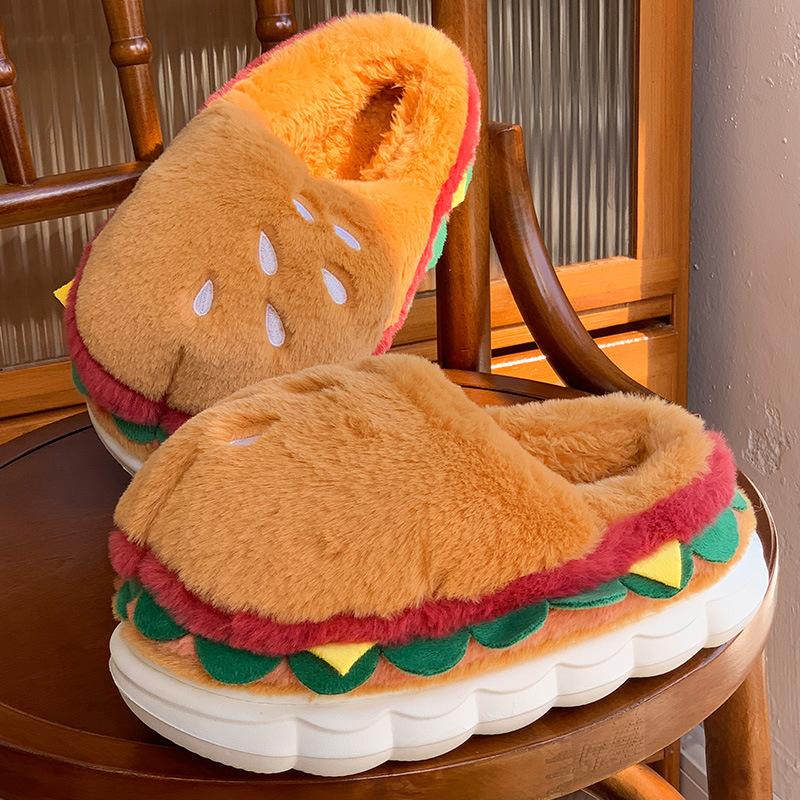 Pantofole di cotone di Amburgo inverno studente creativo peluche caldo coppia casa interno scarpe di cotone pantofole soffici fondo spesso