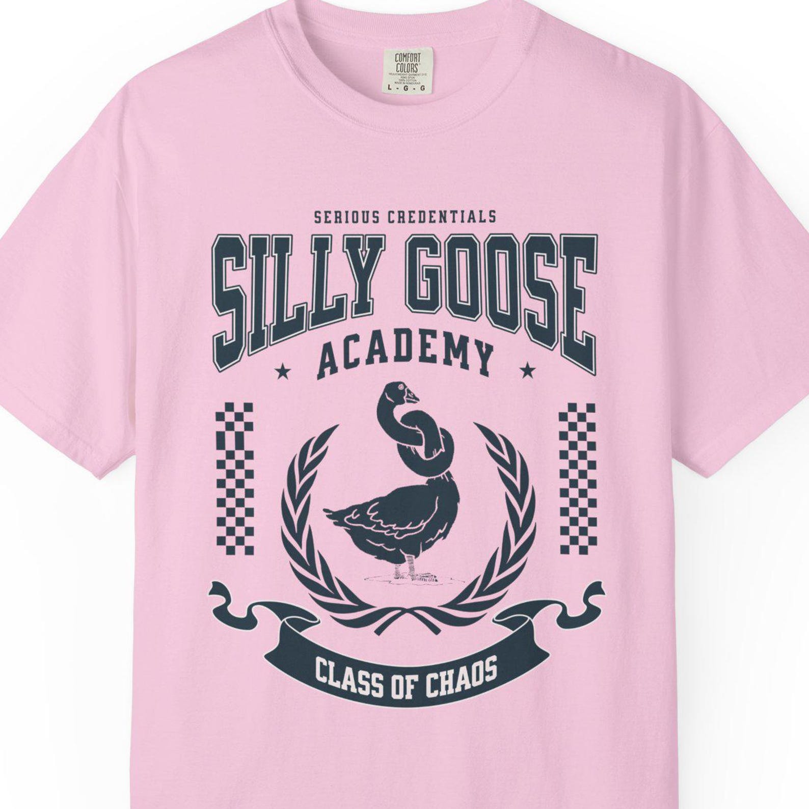 Silly Goose Academy T-shirt, Class of Chaos Graphic Tee L