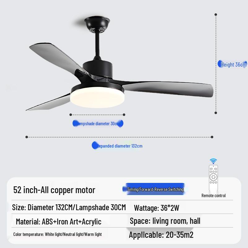Nordic Industrial-Style Silent Ceiling Fan Chandelier for Home or Commercial Use