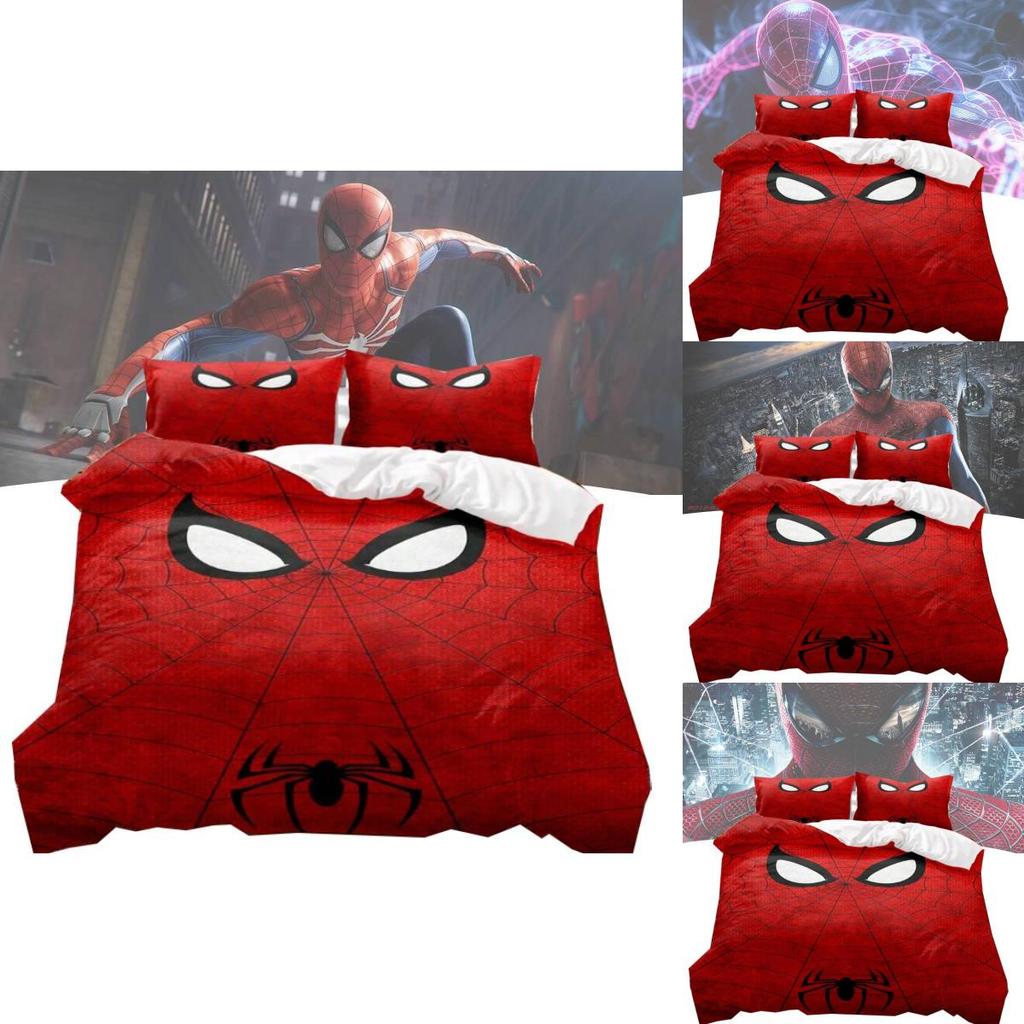Spiderman Printed Bed Set With Reactive Dyeing And Brushed Fabric For Bedroom Decor