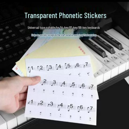 Transparent Keyboard Stickers for Piano (88/61/54 Keys) with Notation & Phonetic Symbols for Beginners