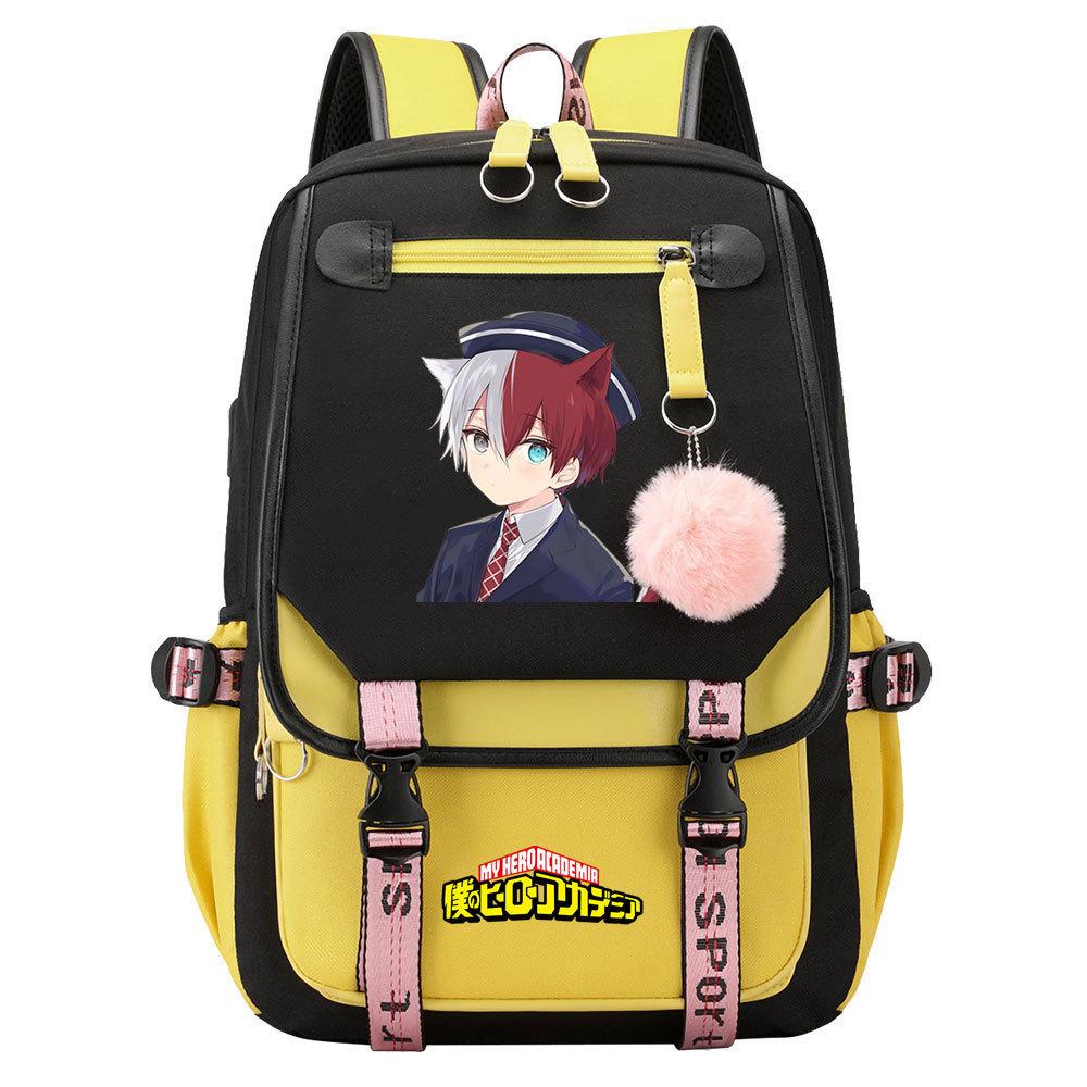 Day Man My Hero Academy USB Teen Student School Bag Men's and Women's Casual Webbing Flip Backpack