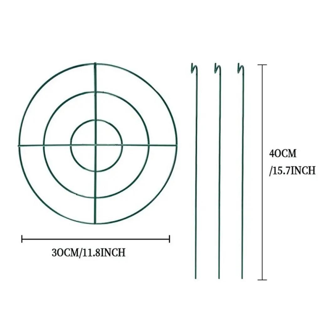 30cm Metal Garden Plant Support Stakes Round Peony Support Ring Cage For Indoor Outdoor Plants Garden Tools, 3Pcs