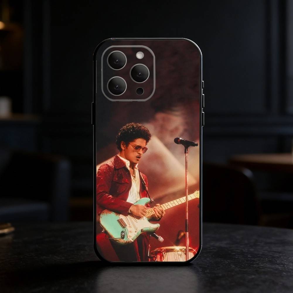 Singer B-Bruno Mars Phone Case For iPhone 17,16,15,14,13,12,11 Plus,Pro,Max,Mini Silicone black Soft Cover