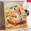 Beautiful Framed Pearl Painting Kit Cute Groundhog Victory Sign DIY 3D Bead Art Canvas Creative Wall Decor Relaxing Hobby Gift for Adults