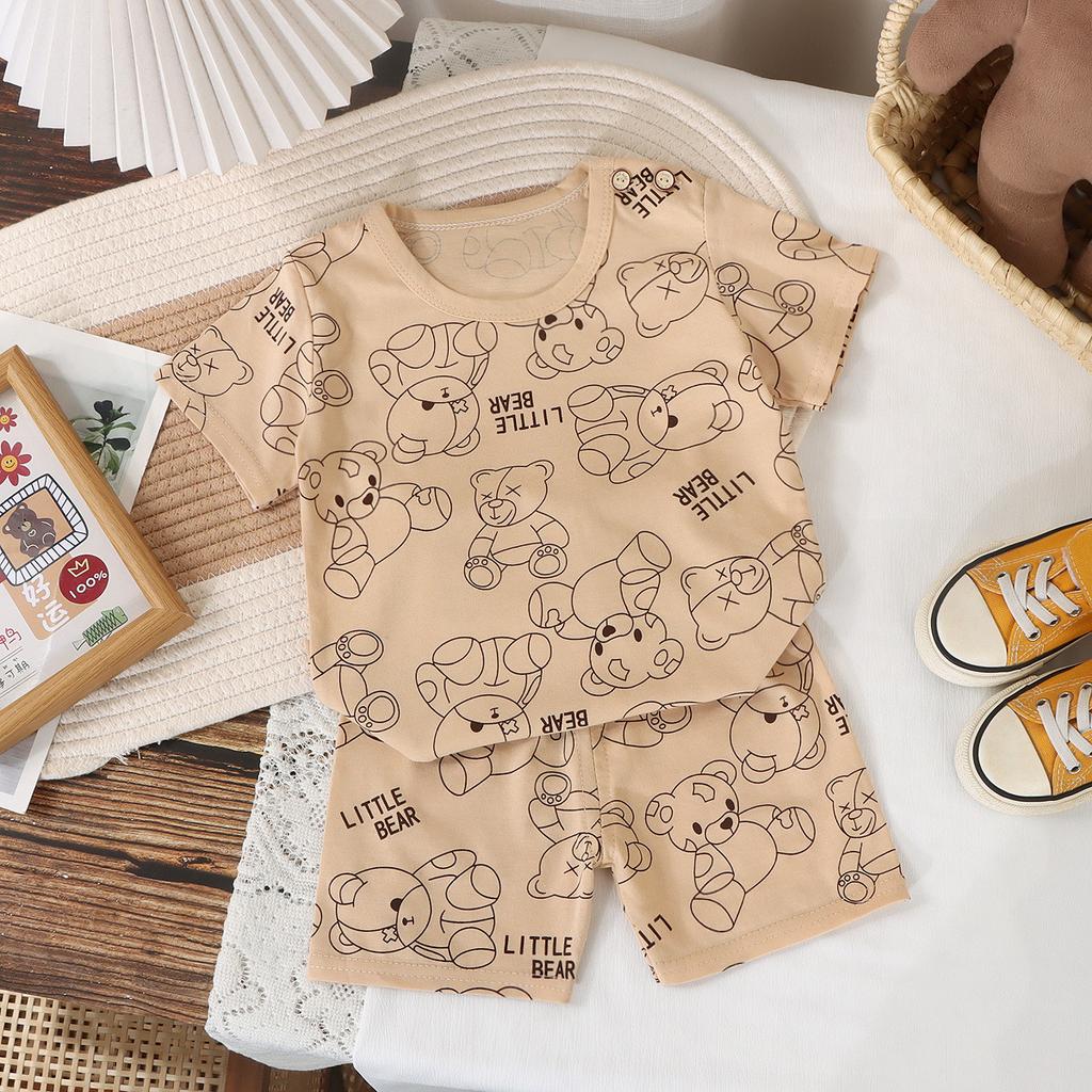 Summer Cotton Print Kids Boys Clothes Sleeveless Tops Shorts 2pcs/set Baby Girls Vest Clothing Set Children Cotton Sport Suit