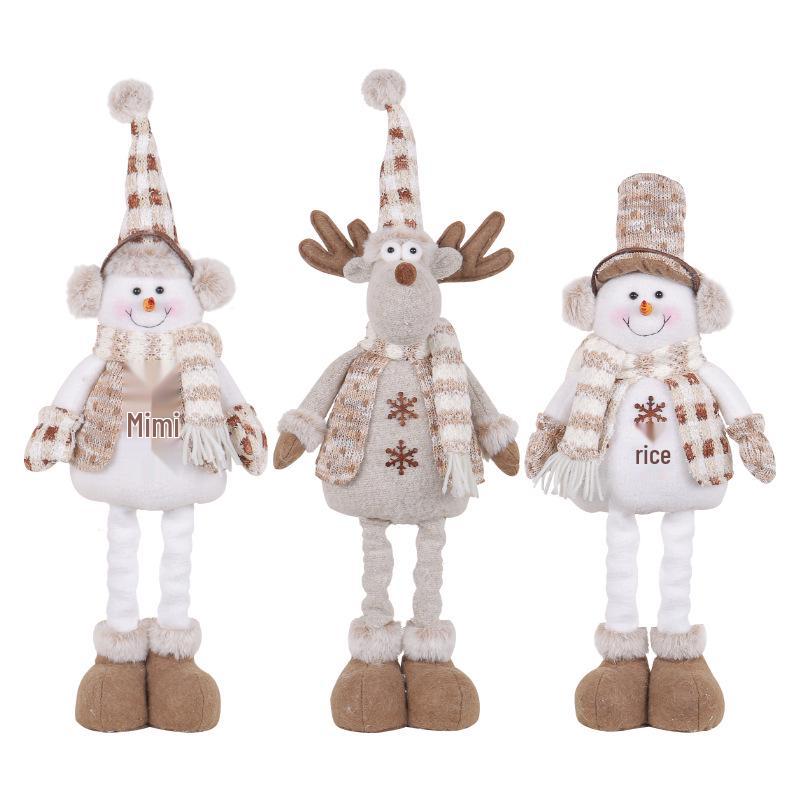 Telescopic Christmas Snowman and Knitted Reindeer Ornaments for Holiday Window Displays