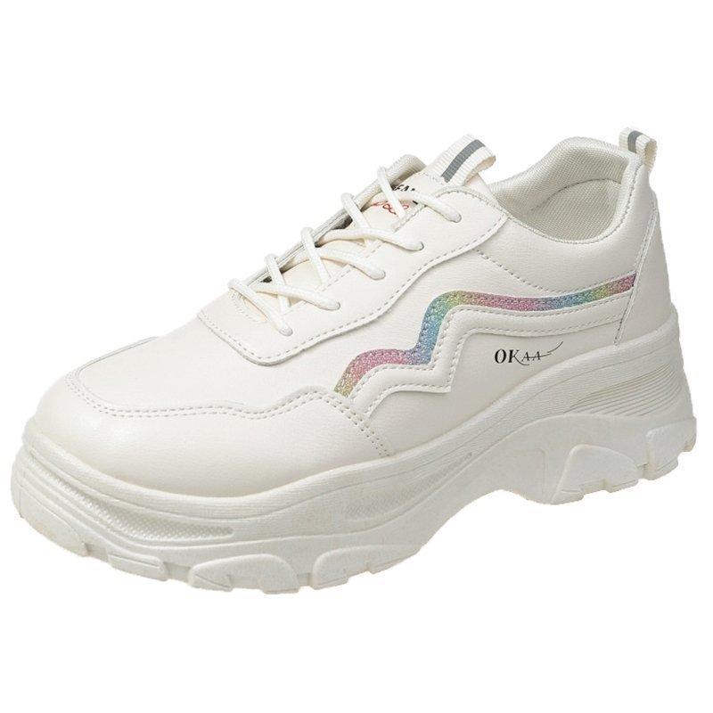 

Кроссовки новые круглый носок модная расцветка легкий подъем шнуровка повседневные внутренняя высота увеличение студенческие одинарная обувь женская обувь 40