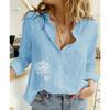 Spring and Autumn Ya Ma Xun, Women's Casual Loose Long Sleeve Linen Shirt Large Size Women's Clothing
