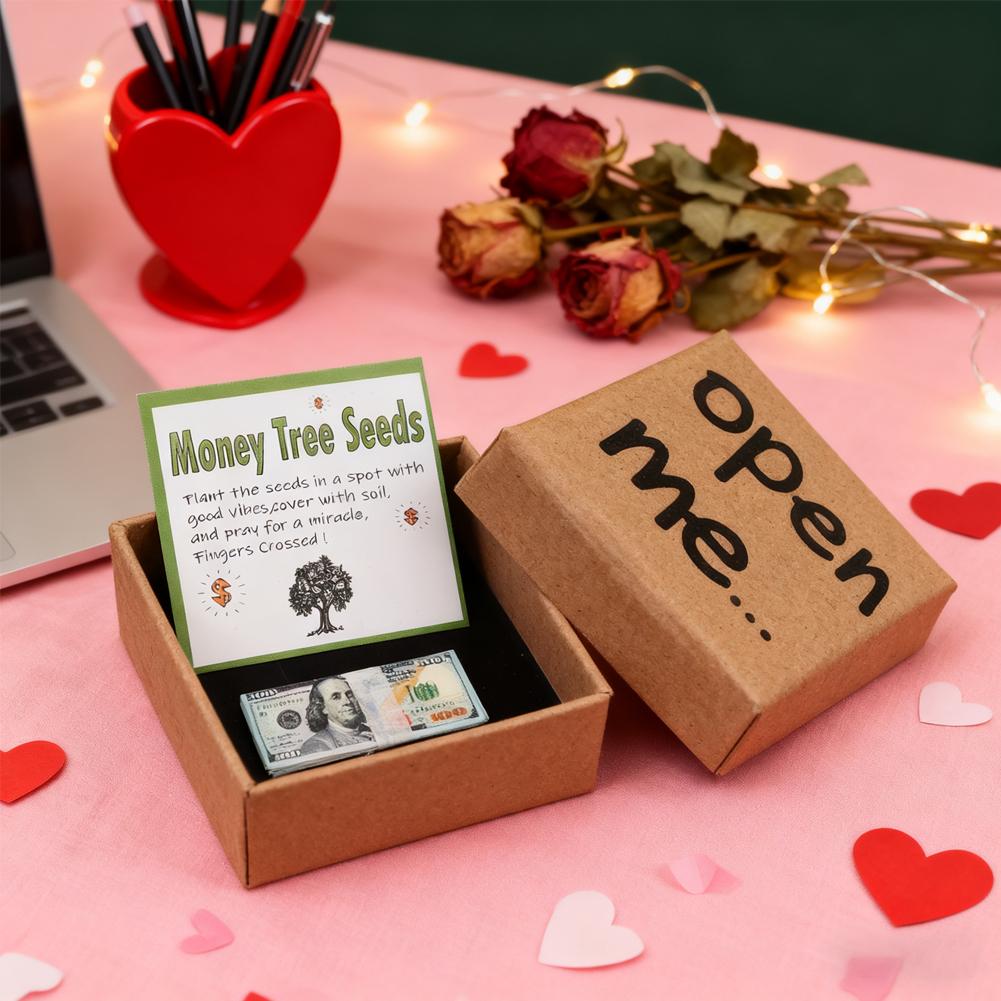 Long Distance Relationship Gift "Open Me" Money Tree Seeds Prank Gift Box For Birthday, Office Party, Christmas Valentines Gifts