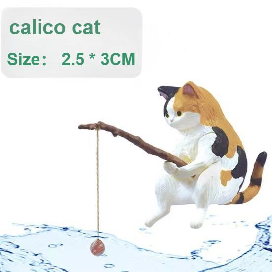 Fish Tank Fishing Cat Hanging Creative Landscape Office Ornaments Fishing Fun Decorative Micro-Landscape fish tank accessories