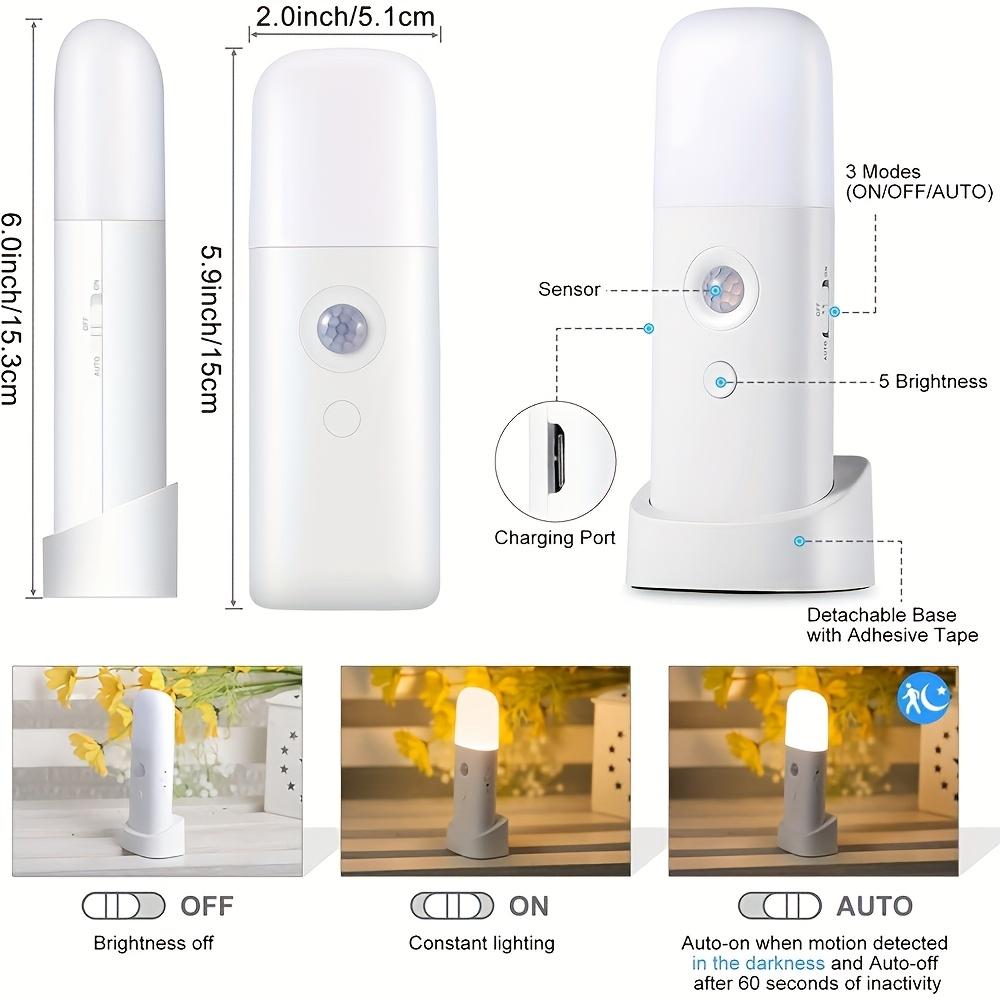 [Motion-Sensing LED Night Light] 2000mAh LED Motion-Sensing Night Light - Adjustable Brightness, Portable for Living Rooms, Bedrooms, and Hallways