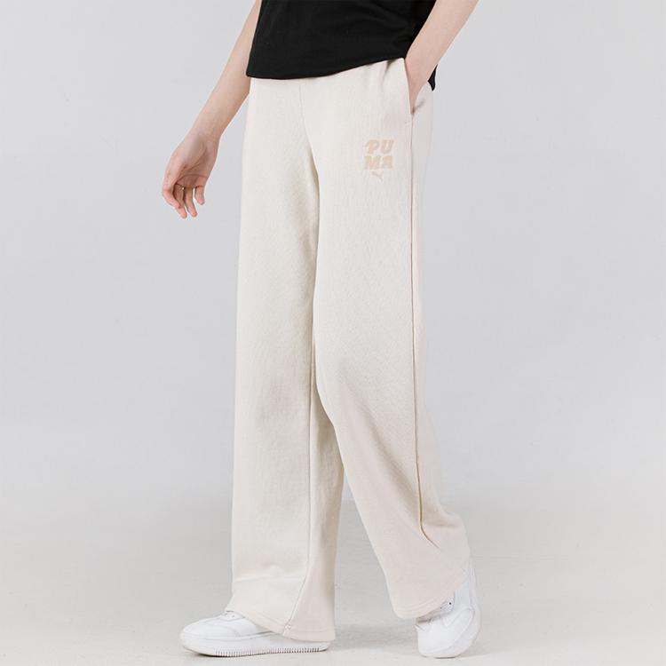 Puma Logo Print Loose Wide Leg Sports Pants Women pants Off-White 536308-99