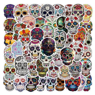 60 Obrazków Horroru Fantasy Dia De Los Muertos Naklejki Dekoracyjne Naklejki na Walizkę Lodówkę Skuter