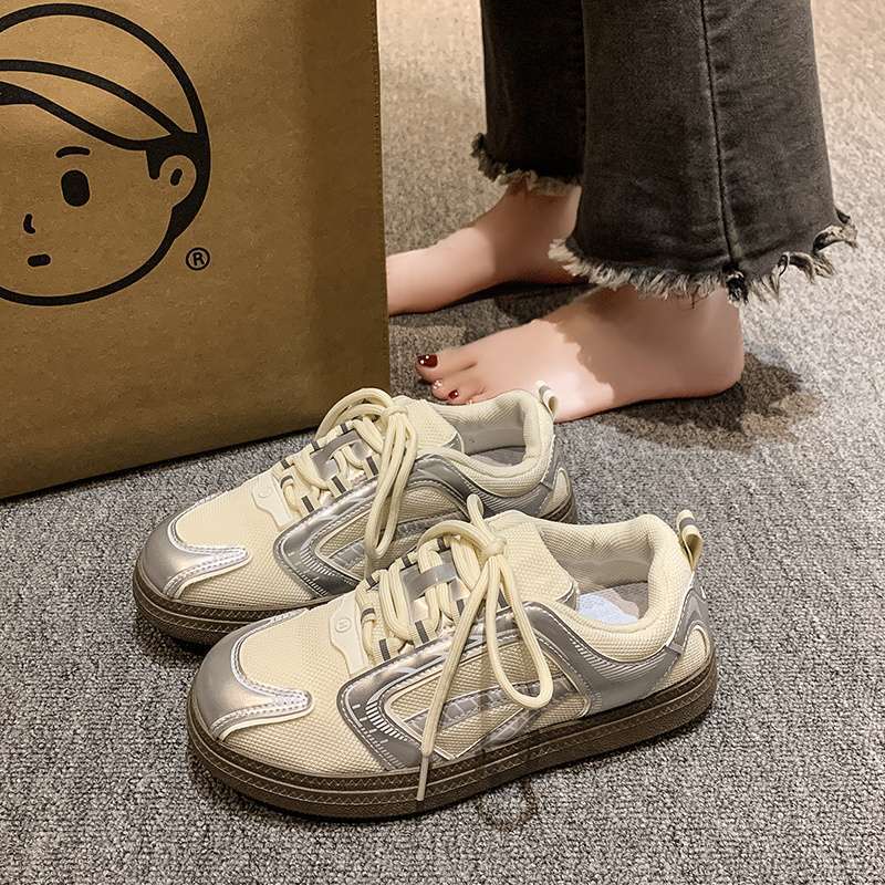 

Shandisha silver German training shoes women s 25 new summer platform retro breathable casual versatile low-top sports shoes 40 серебряный