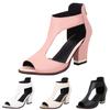 Sandales Fermées Pour Femmes Sandales d'Été à Talon Épais Semelle Épaisse Sexy Fermeture Éclair Arrière Sandales Creuses Bouche de Poisson Sandalias De TacóN