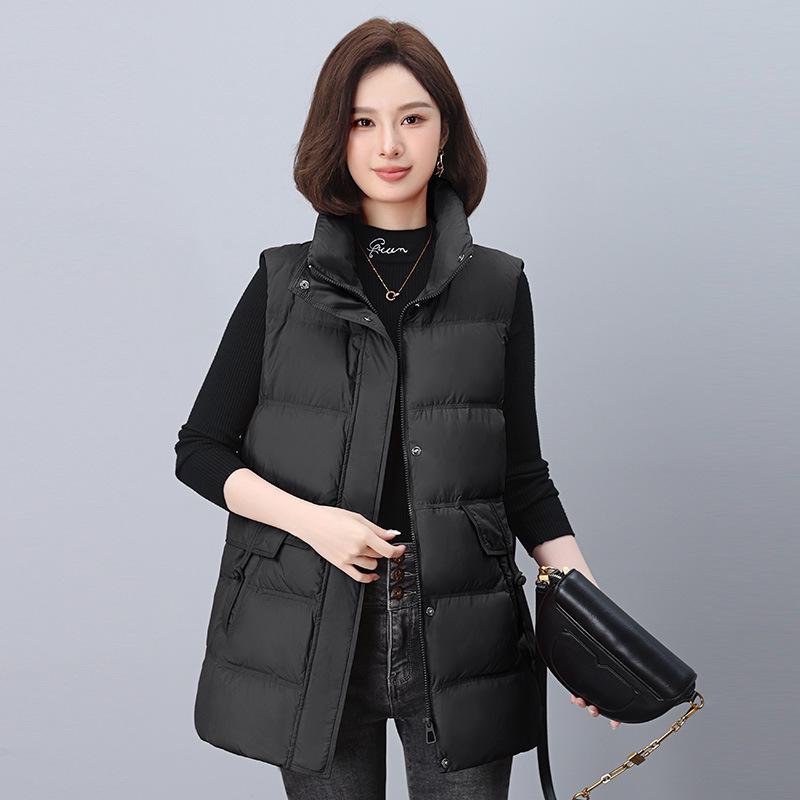 Women's High-End Mid-Length Loose Down Vest - Fashionable Plus Size for Autumn/Winter