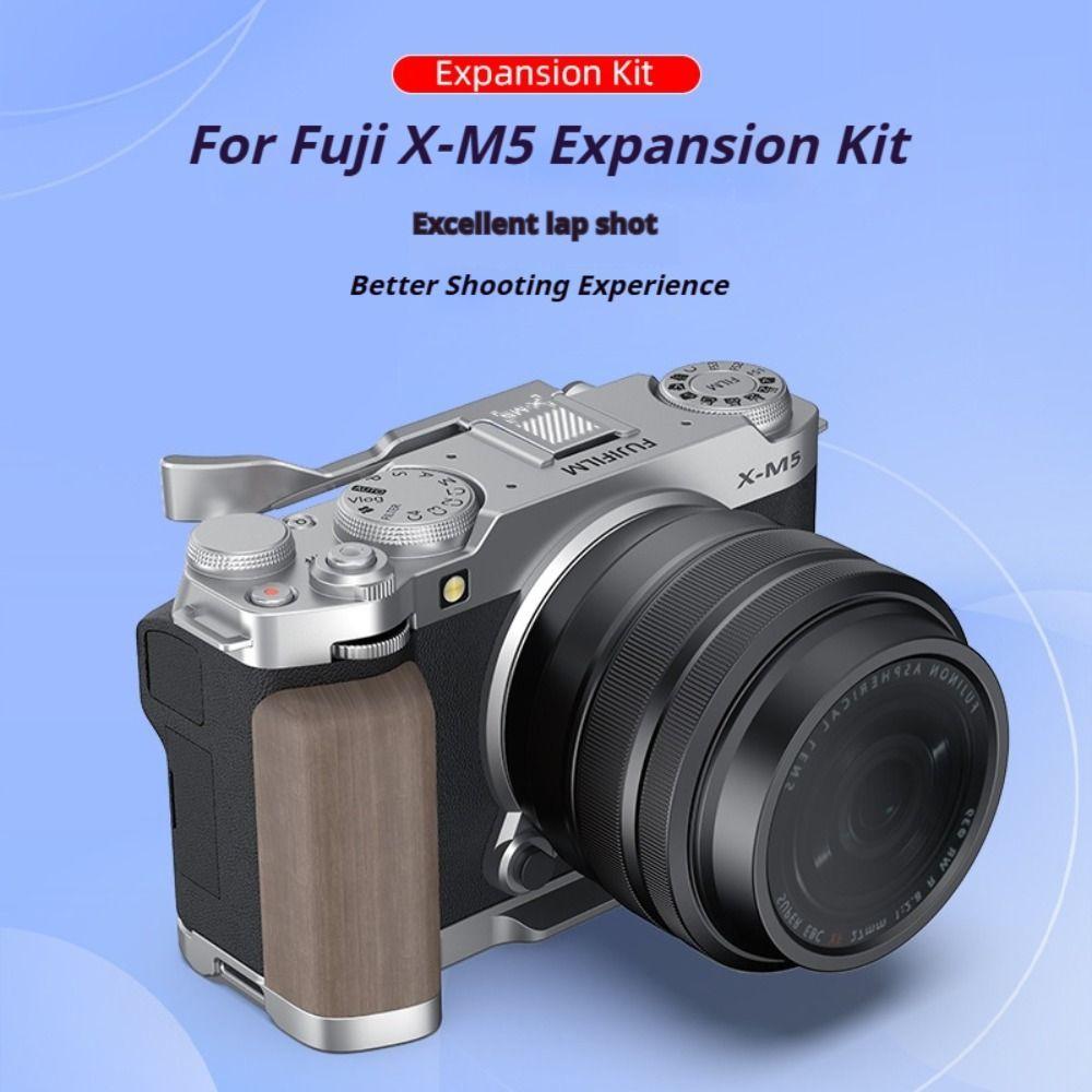 Quick Release Finger Grip Aluminum Shutter Button Kit L Plate Solid Wood Handle for Fuji X-M5