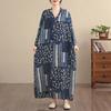 DIMANAF Spring Summer New 2026 Women Plus Size Long Dress Loose Basic Vintage Oversize Long Sleeve Maxi Floral