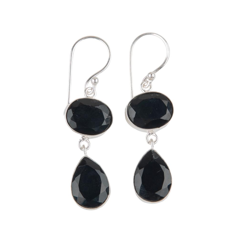 Black Onyx Gemstone 925 Sterling Silver Jewelry Handmade Women Earrings 1.88" EE-73-18