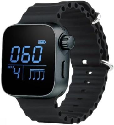 YWHT Wristwatch Style Electronic Vibration Metronome MT-01BK Digital Pulse BPM 20–240 Quiet Wearable for Music Practice and Sports Black