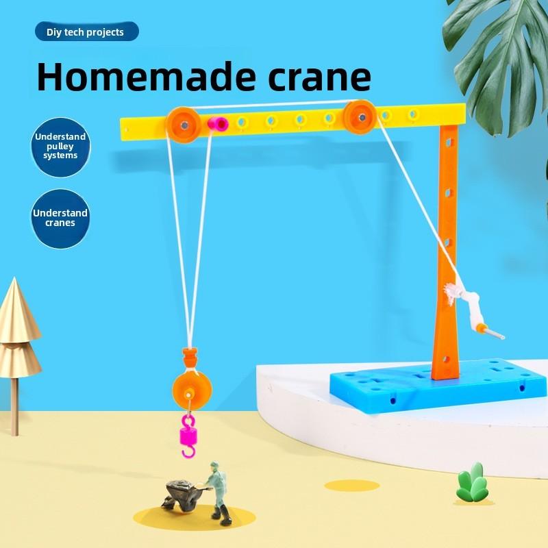 Ensemble de composants de poulie pour modèle de grue fait maison Jouet puzzle pour enfants Pour élèves du primaire