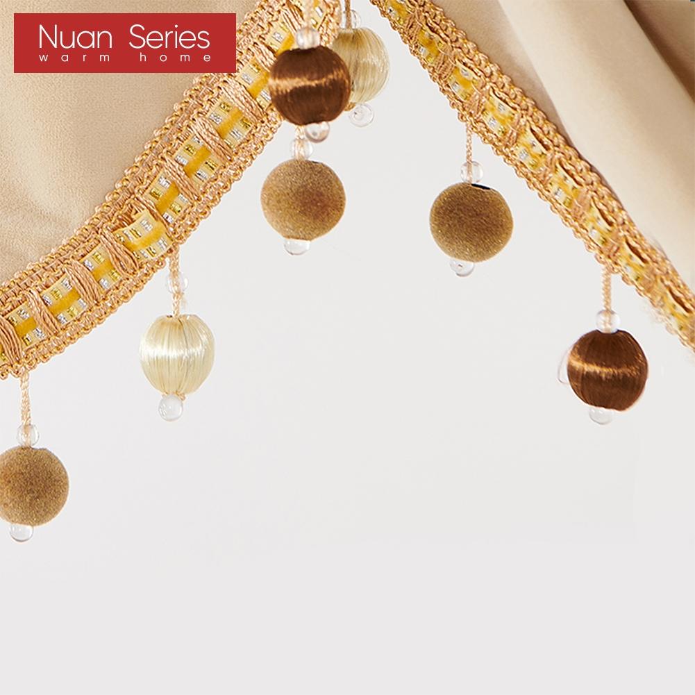 1PC Nuan Series Fashionable and Versatile Solid Color Water Wave Pattern Ball with Lace Trim Curtain Head Decorative Kitchen Door Curtain