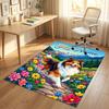 Floral Garden Theme Crystal Velvet Rug Personalized Custom Name Text Soft Floor Mat Home Decor