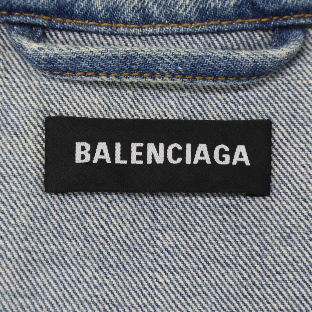 Balenciaga [Domestic Regular] 562529 Graphic Oversized Denim Jacket 46 Blue / multicolorUsed