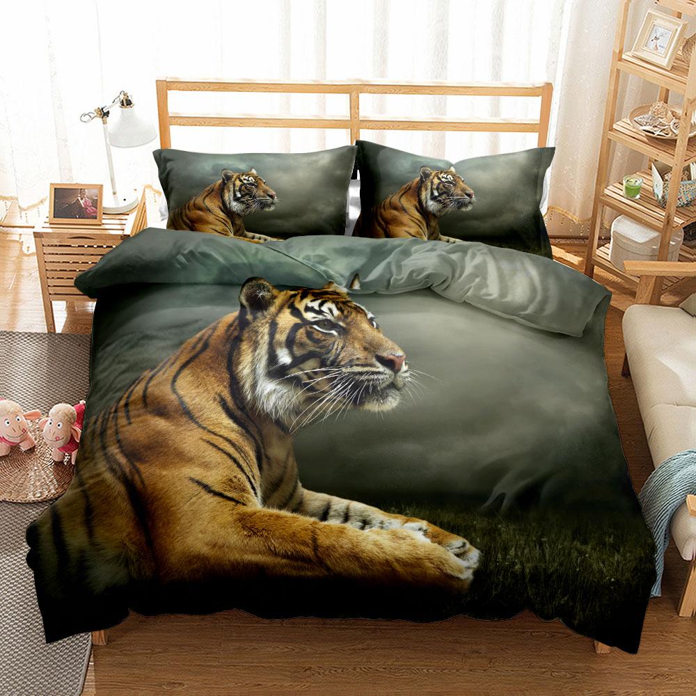 Gigantic Tigers Duvet Cover Set King Queen Double Full Twin Single Size Animal Bed Linen Set