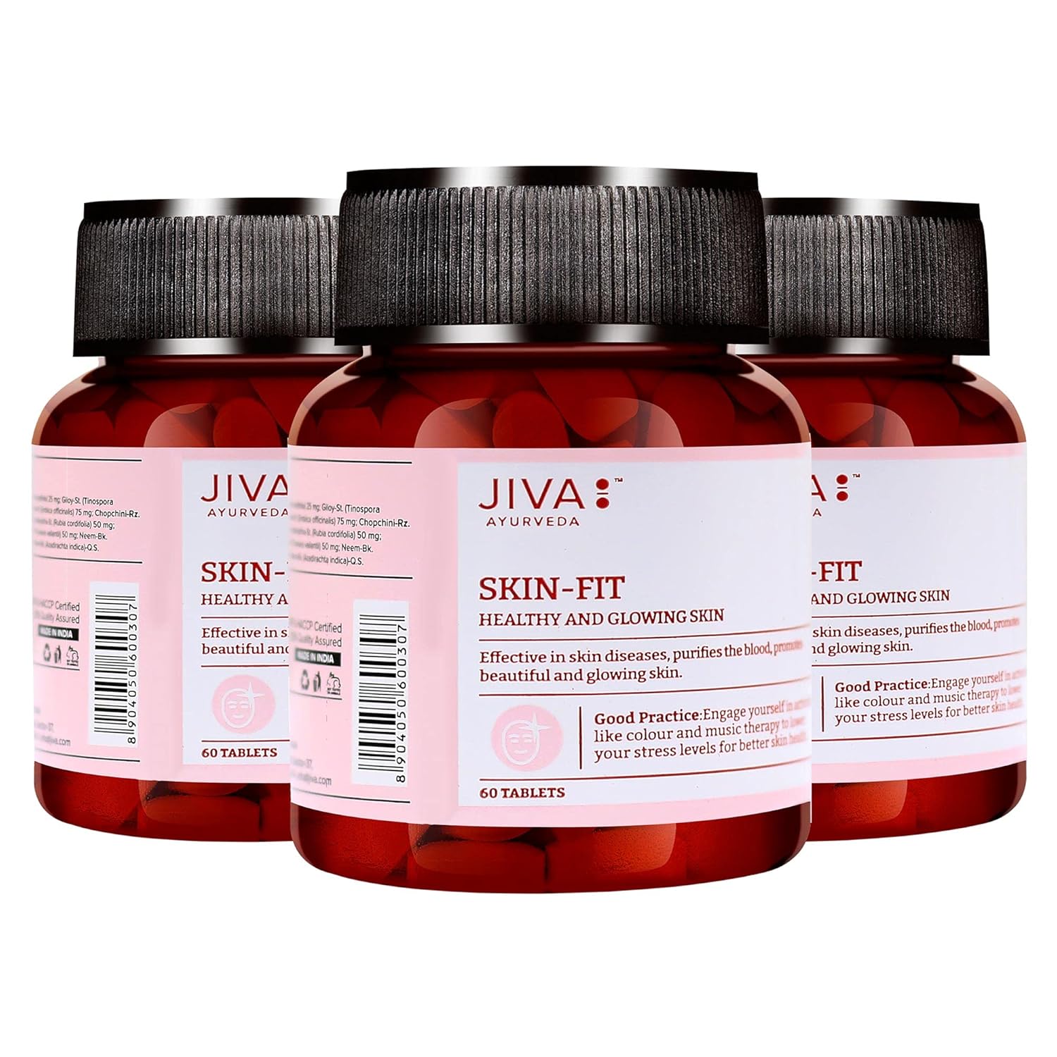 

Jiva Skin-Fit Ayurvedic Tablets 60pcs X Pack of 3 for Skin Health Blood Purification and Natural Glow