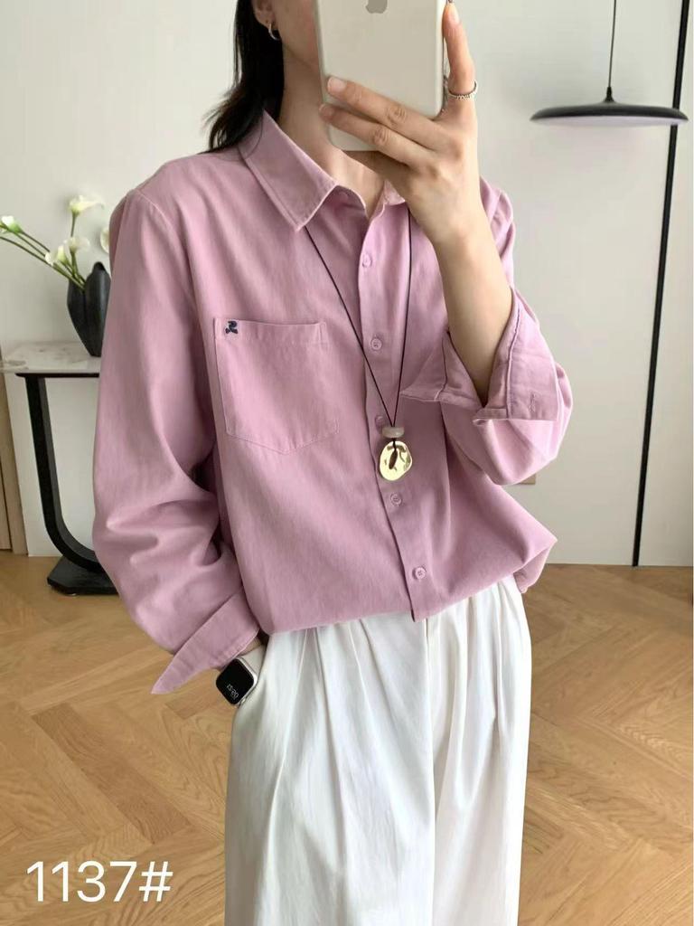 Women's Casual Hong Kong Style Button-Down Shirt - Loose, Versatile, Boyish Feel, Perfect for Layering and Commuting, Slimming, New Arrival.