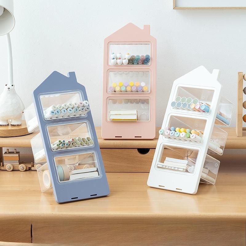 Detachable Slanted Multifunctional Large Capacity Pen Holder, Student Desktop Plastic Storage Creative Pen Holder