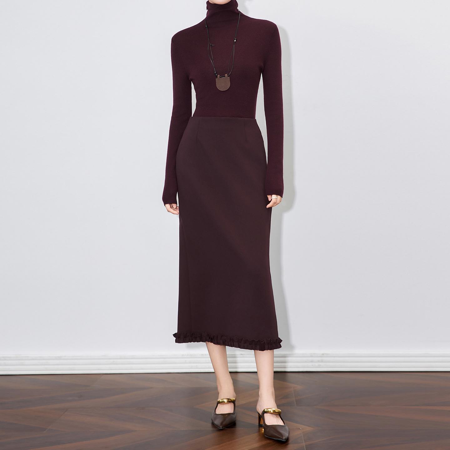 

Nanyou Элегантная юбка миди с оборками - Однотонная, Универсальная, Высокое качество Medium