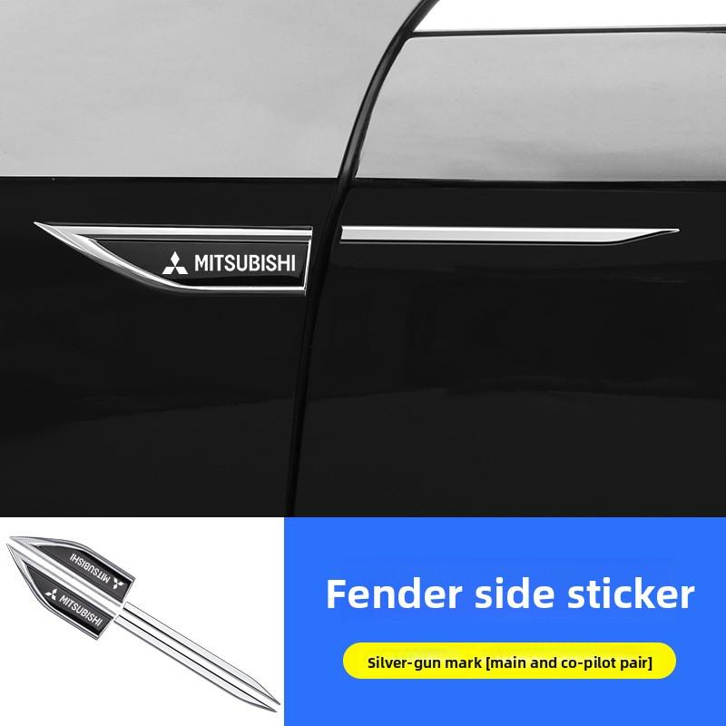 jbvr8 Car Metal Door Side Fender Logo Sticker Emblems Decals For Mitsubishi Outlander Lancer ASX Eclipse Pajero EVO Triton Attrage