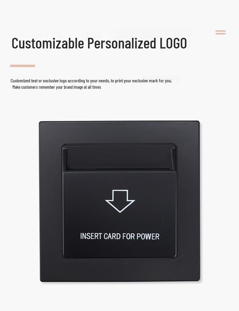Hotel Room Power Activation Panel with Dual-Frequency Card Slot & Door Lock 20-Sec Delay