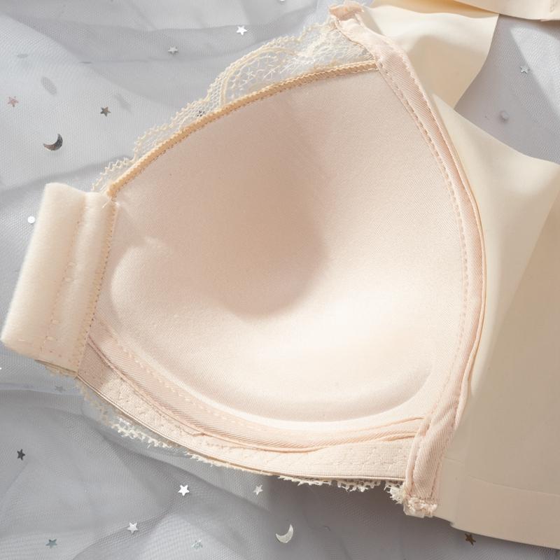 Dünner großer BH mit Schnalle vorne, Spitze, sexy, nahtlos, ohne Stahlring, Weste, schöne Rückenanpassung, Damen-Unterwäsche-BH