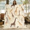 1pc Giraffe Print Flannel Blanket - Lightweight, Soft & Warm Digital Print for Bedding, Sofa, Travel, Camping, Living Room